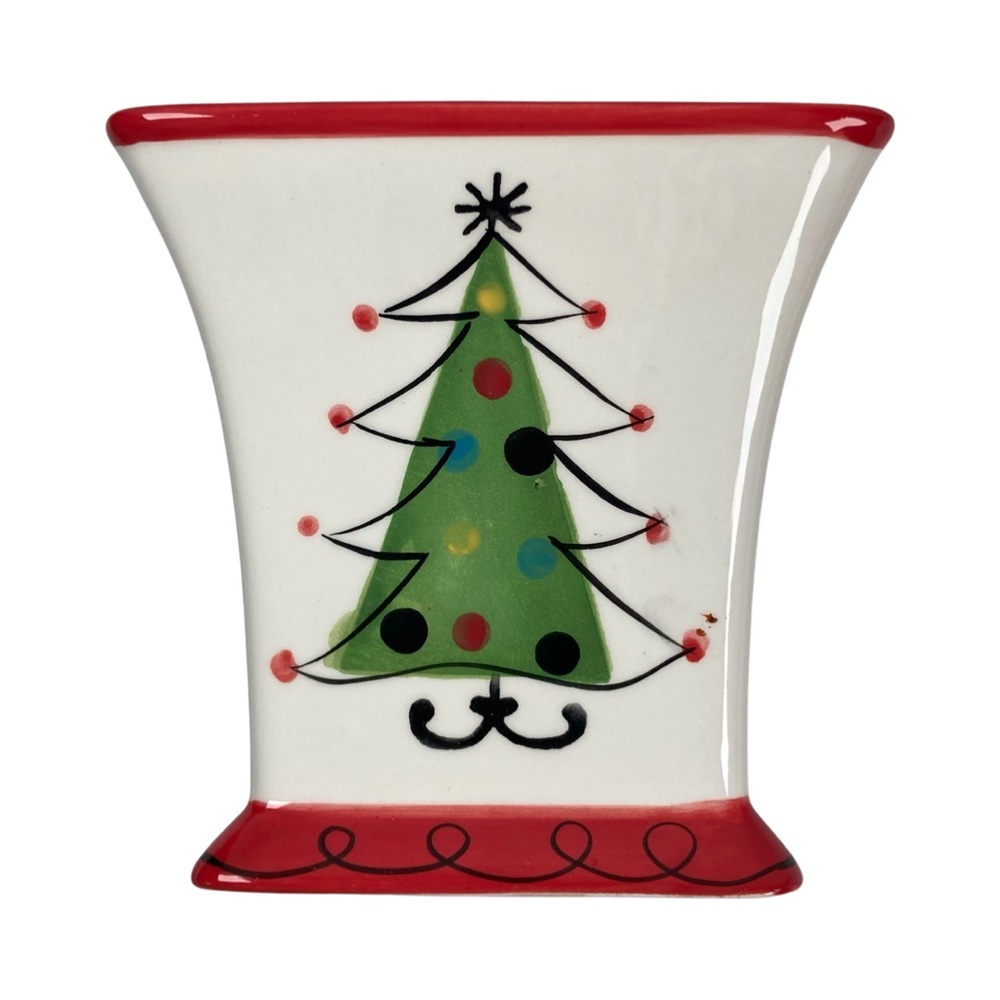 FTD Ceramic Floral Container Pot Vase Planter Christmas Tree Design